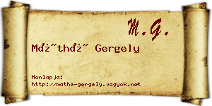Máthé Gergely névjegykártya
